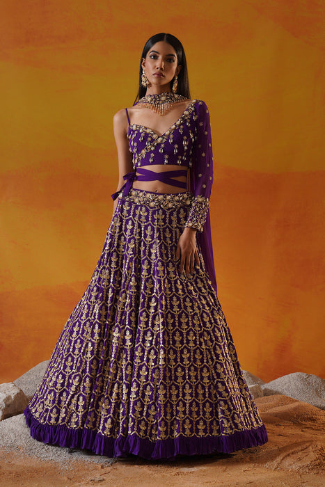 Purple georgette lehenga choli set