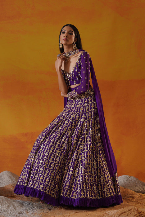 Purple georgette lehenga choli set