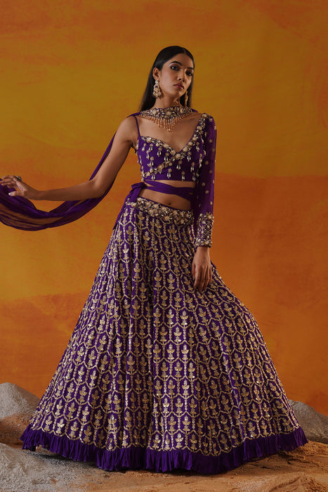 Purple georgette lehenga choli set
