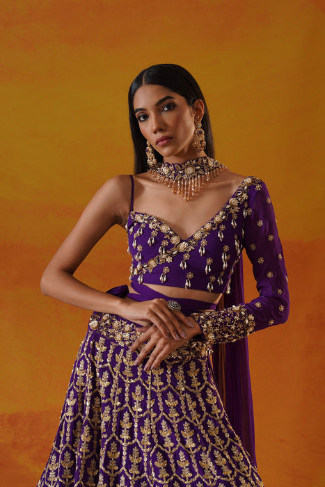 Purple georgette lehenga choli set