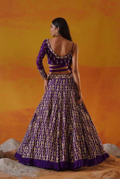 Purple georgette lehenga choli set