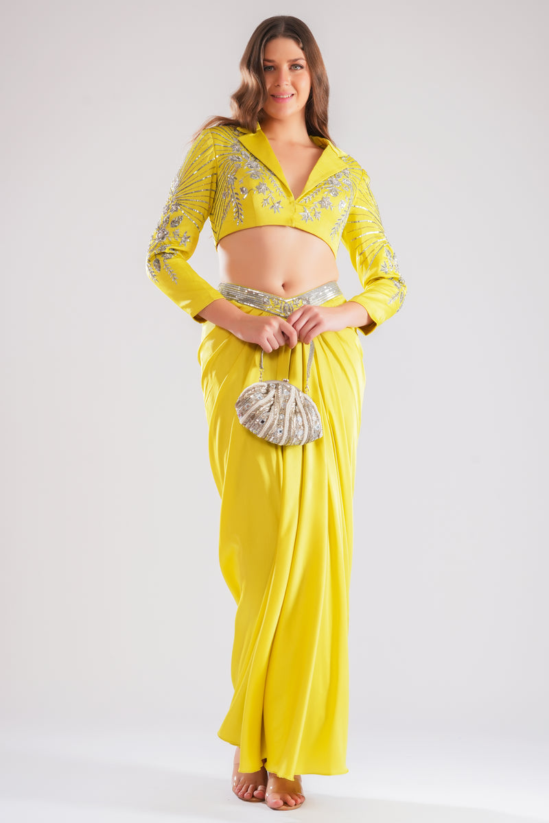 Zayna Drape Skirt With Jacket