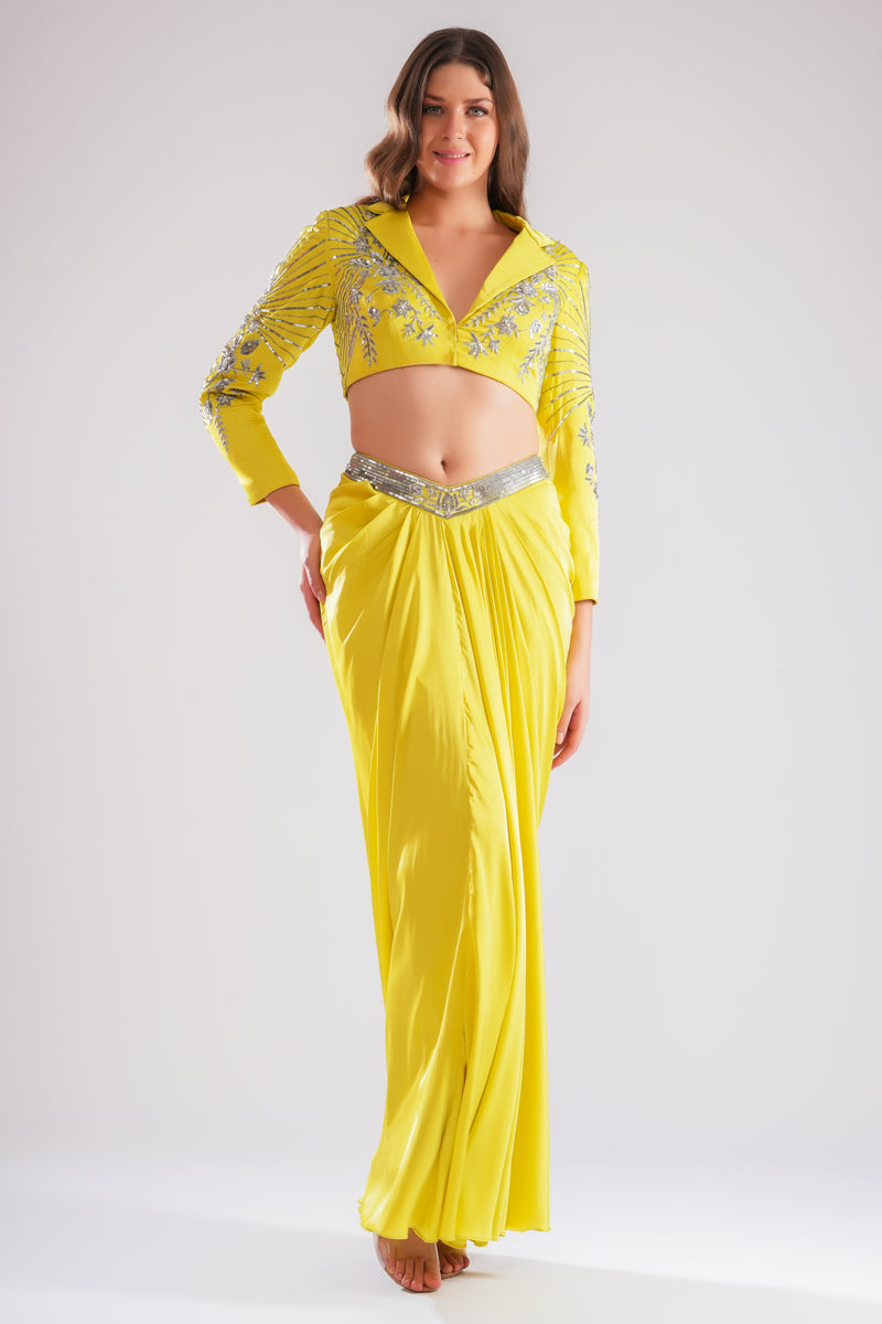Zayna Drape Skirt With Jacket