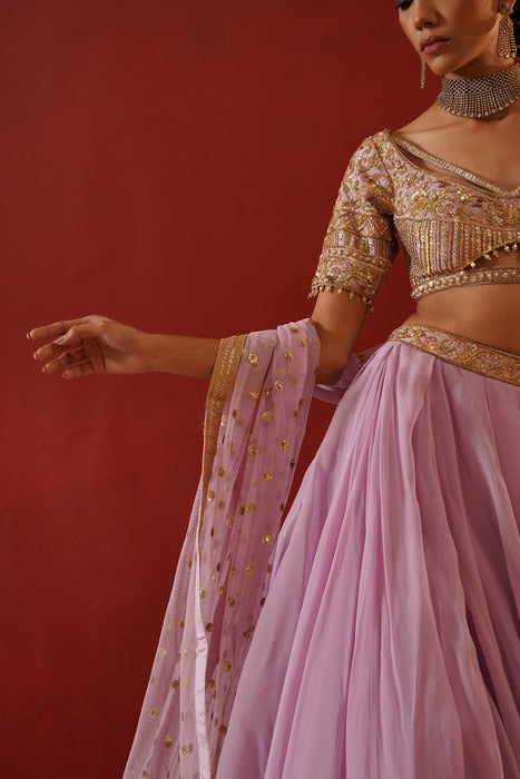 Lavender organza lehenga choli set