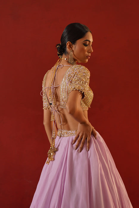 Lavender organza lehenga choli set