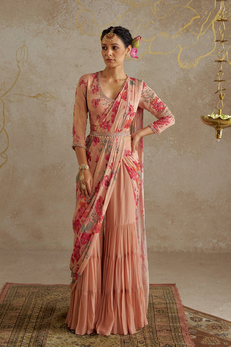 Blush Rose Sharara Saree Set