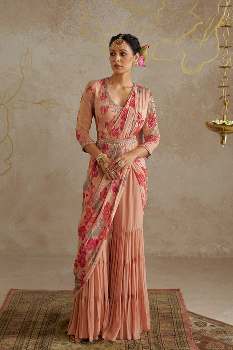 Blush Rose Sharara Saree Set