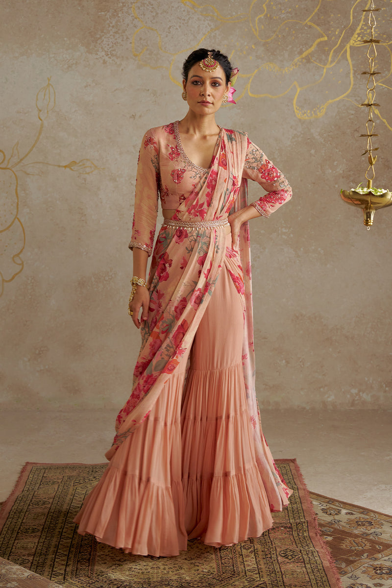 Blush Rose Sharara Saree Set