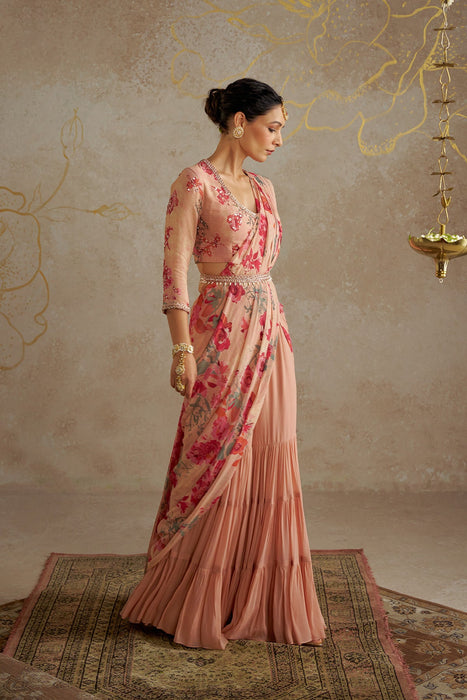 Blush Rose Sharara Saree Set