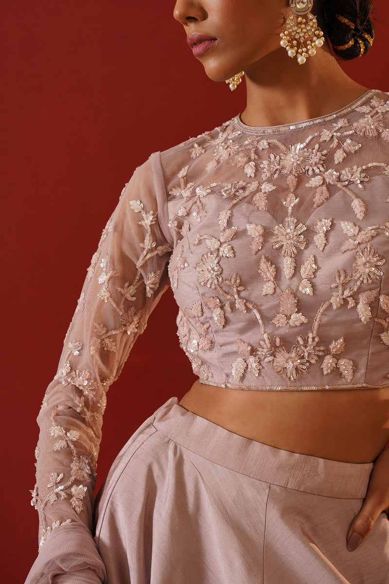 Blush pink dupion silk lehenga choli set