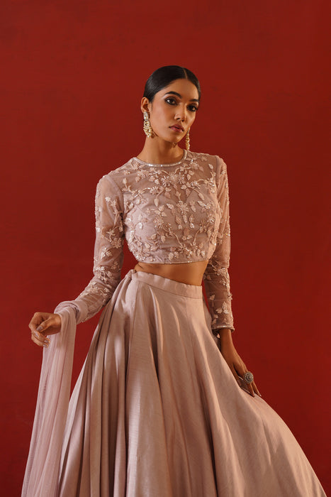 Blush pink dupion silk lehenga choli set