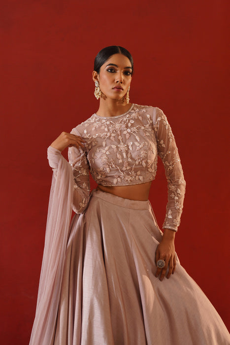Blush pink dupion silk lehenga choli set