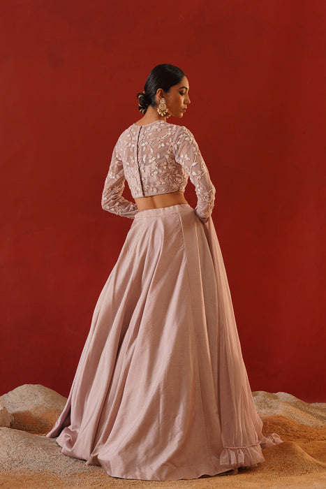 Blush pink dupion silk lehenga choli set