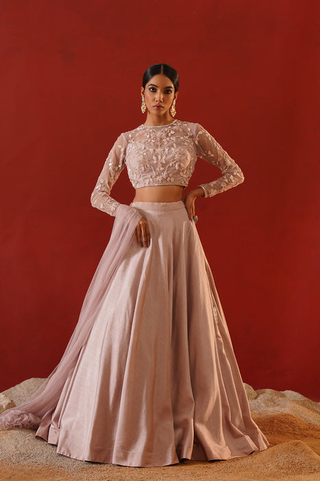 Blush pink dupion silk lehenga choli set
