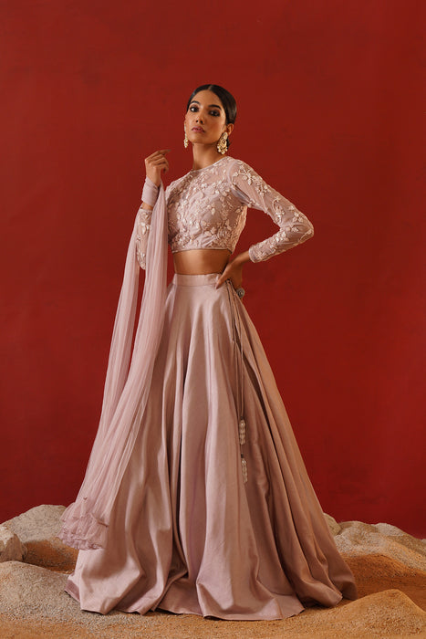 Blush pink dupion silk lehenga choli set