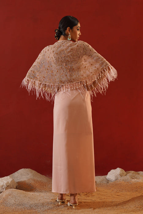 Blush pink satin dhoti set