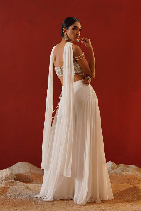 White georgette sharara choli set