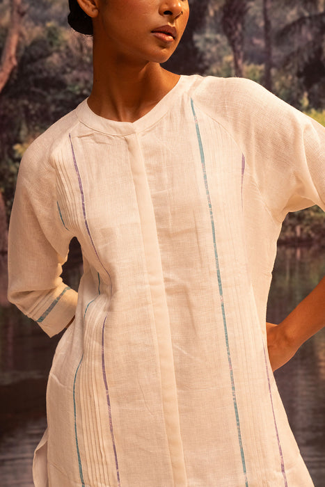 Upcycled Karigiri Linen Kurta Set-Lavender