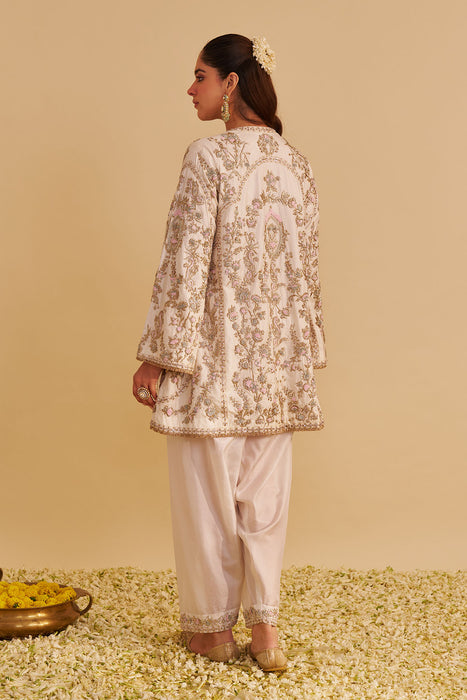 Alira - Dabka Zardozi Embroidered Daisy Ivory Kurta & Salwar with Dupatta