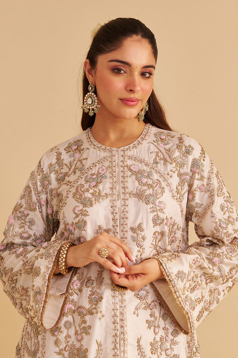 Alira - Dabka Zardozi Embroidered Daisy Ivory Kurta & Salwar with Dupatta