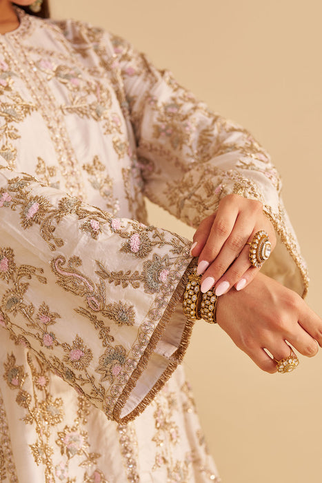 Alira - Dabka Zardozi Embroidered Daisy Ivory Kurta & Salwar with Dupatta