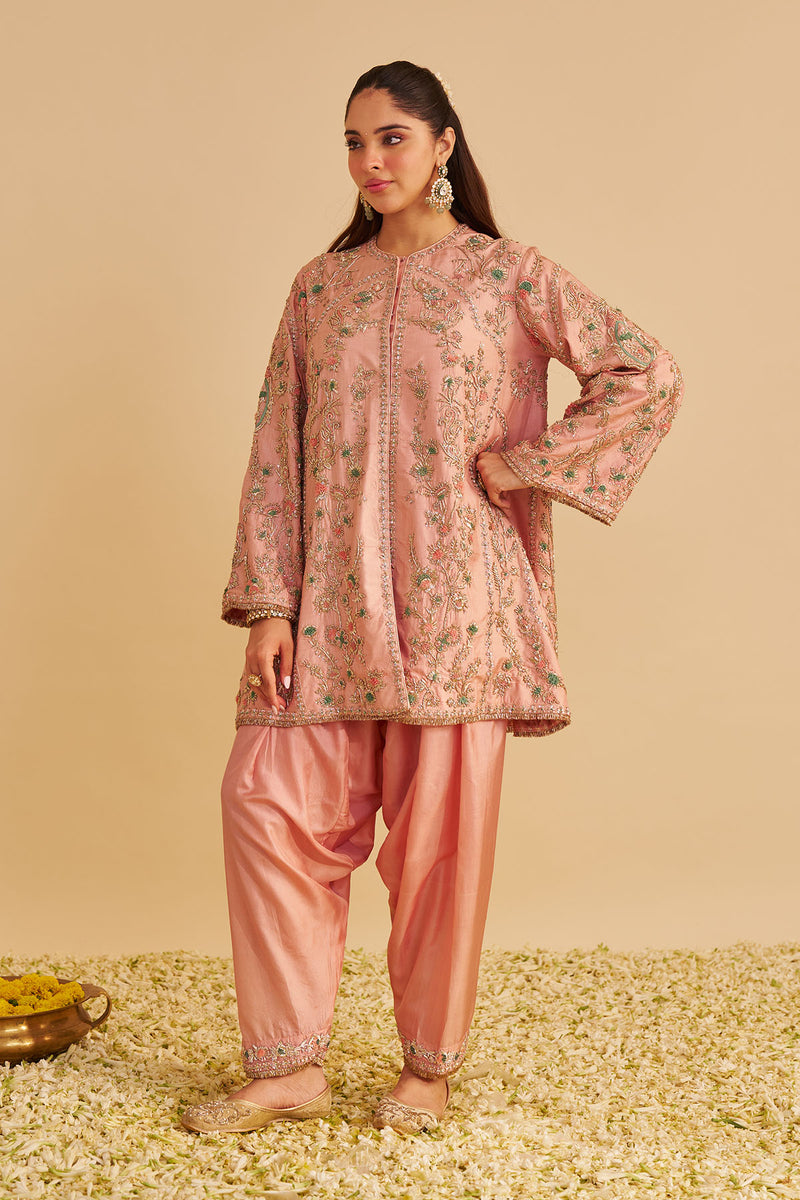 Alira - Dabka Zardozi Embroidered Blush Pink Kurta & Salwar with Dupatta