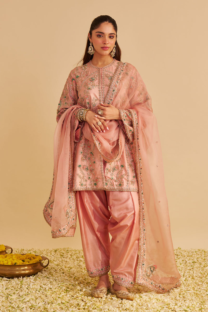 Alira - Dabka Zardozi Embroidered Blush Pink Kurta & Salwar with Dupatta