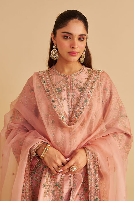 Alira - Dabka Zardozi Embroidered Blush Pink Kurta & Salwar with Dupatta