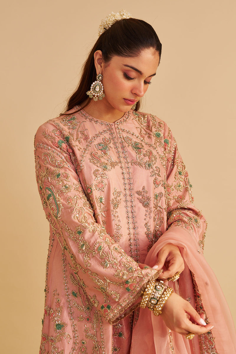 Alira - Dabka Zardozi Embroidered Blush Pink Kurta & Salwar with Dupatta