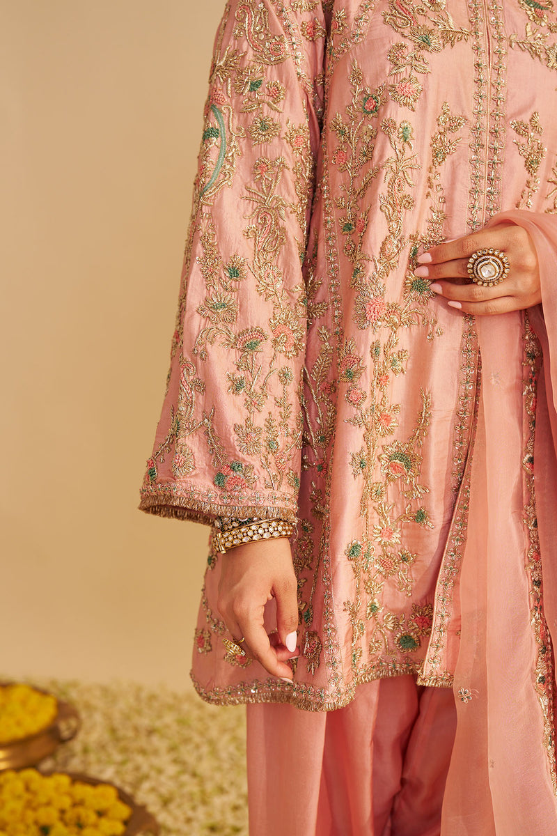 Alira - Dabka Zardozi Embroidered Blush Pink Kurta & Salwar with Dupatta