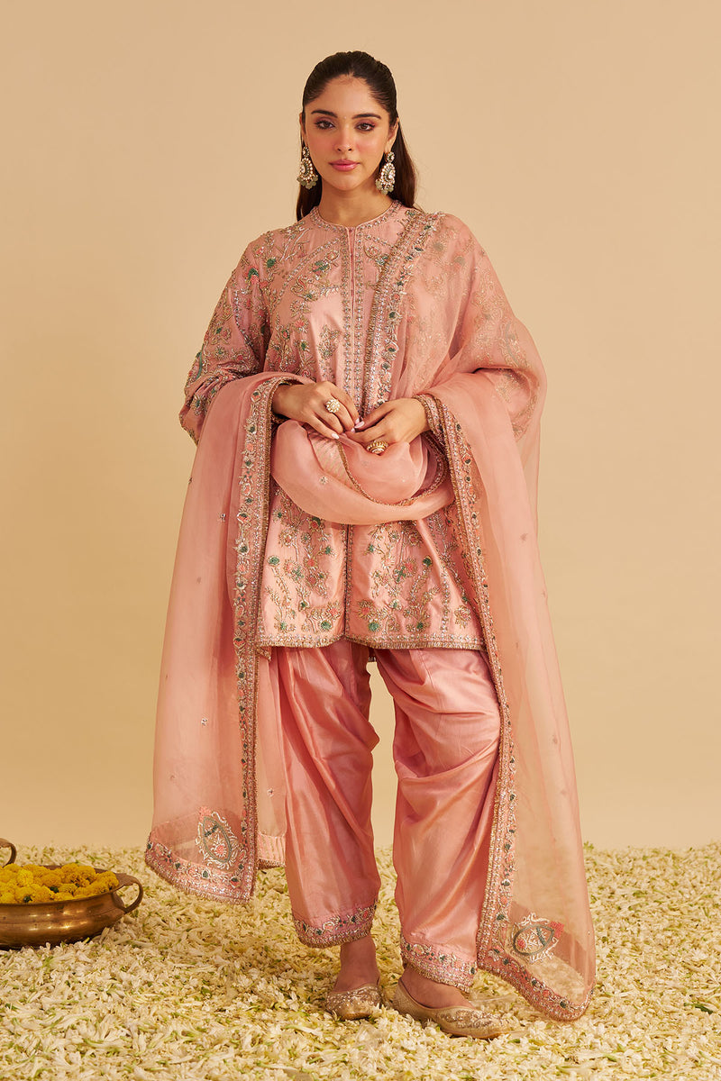 Alira - Dabka Zardozi Embroidered Blush Pink Kurta & Salwar with Dupatta