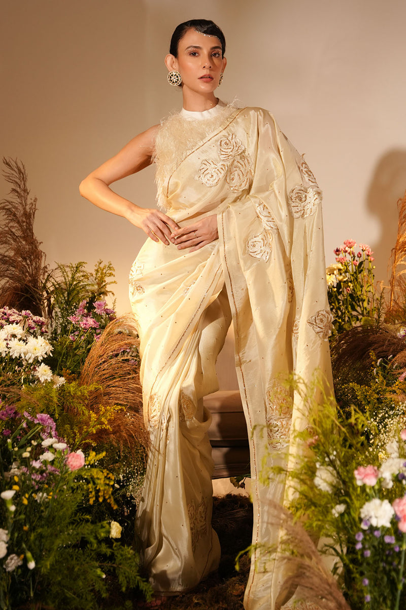 GOLDEN APPLIQUE SAREE
