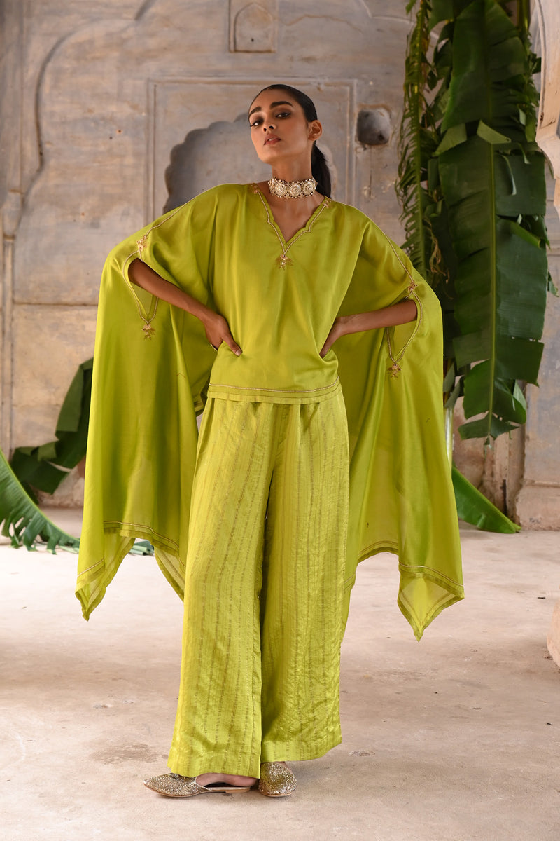 Lime Green Dupatta Style Cape Set