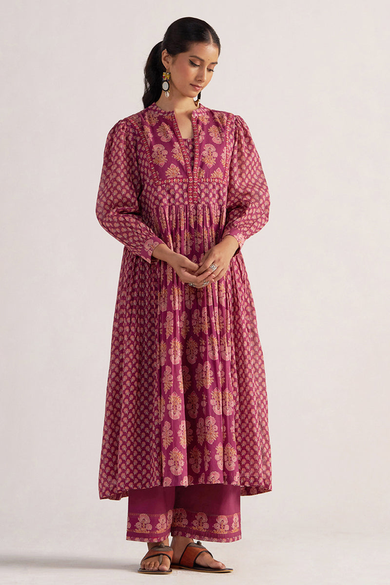 Dark Purple Mul Cotton Co-ord Set