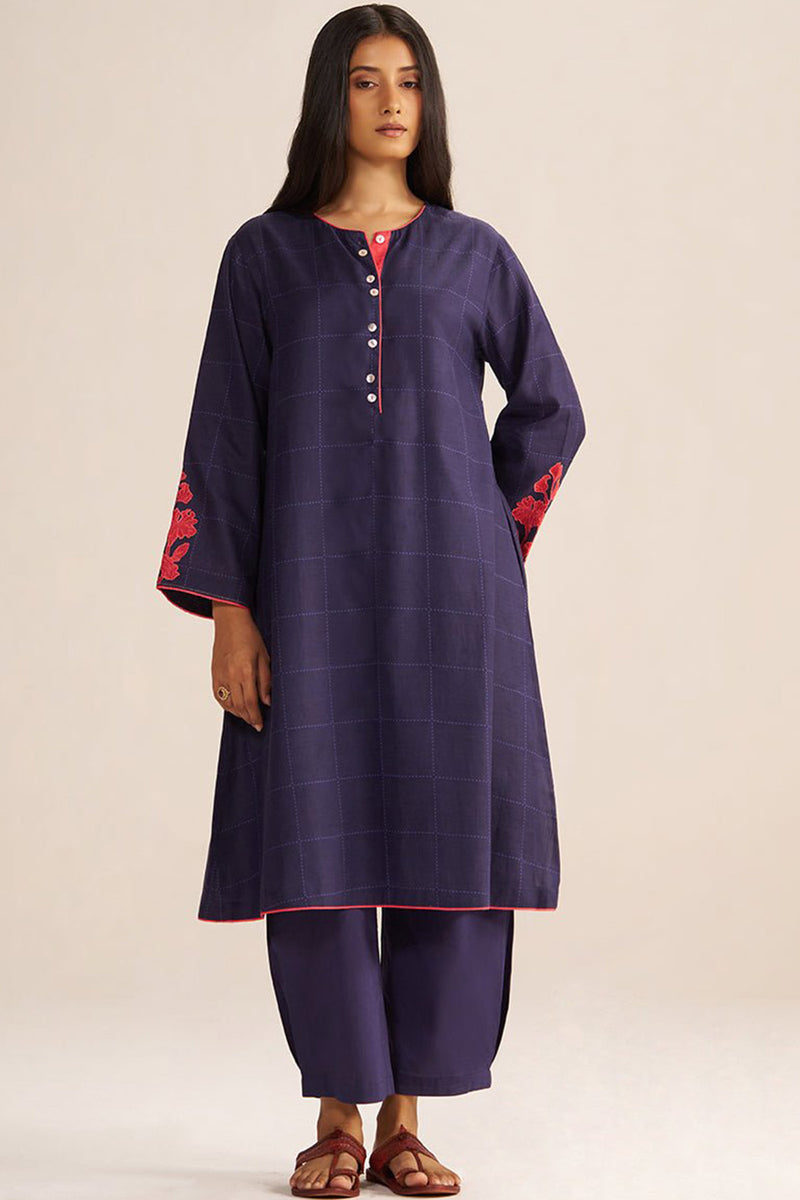 Deep Blue Mul-Chanderi Co-ord Set
