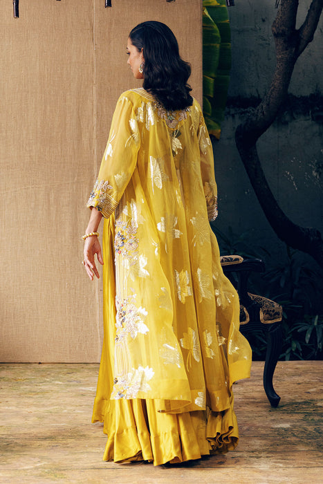 LONG JACKET SET WITH PANELED SKIRT