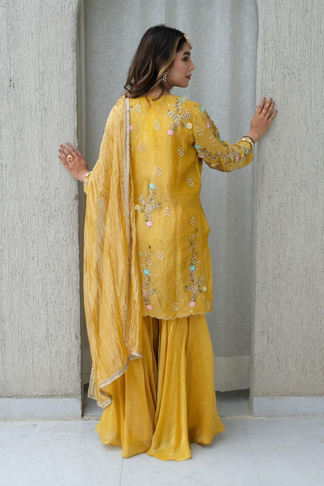 Yellow Tissue Gharara Set