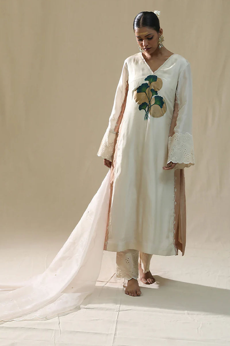 Ivory Handpainted Kurta Suit Set
