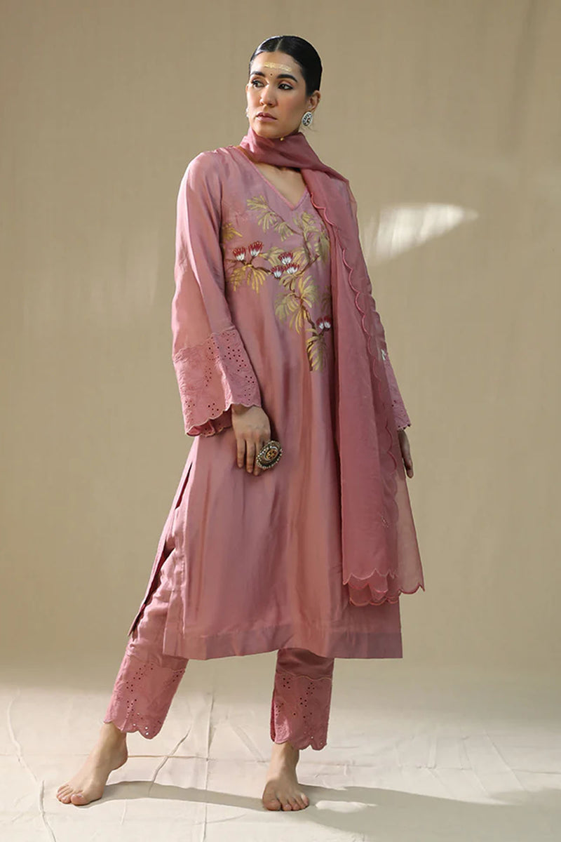 Dusty Pink Handpainted Suit Set