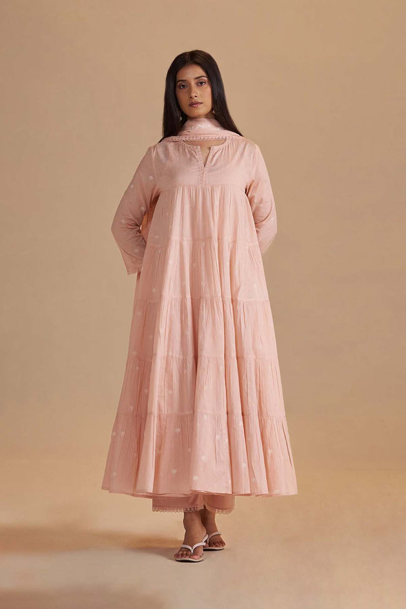 Evening Sand Mul-Mul Anarkali Kurta Set
