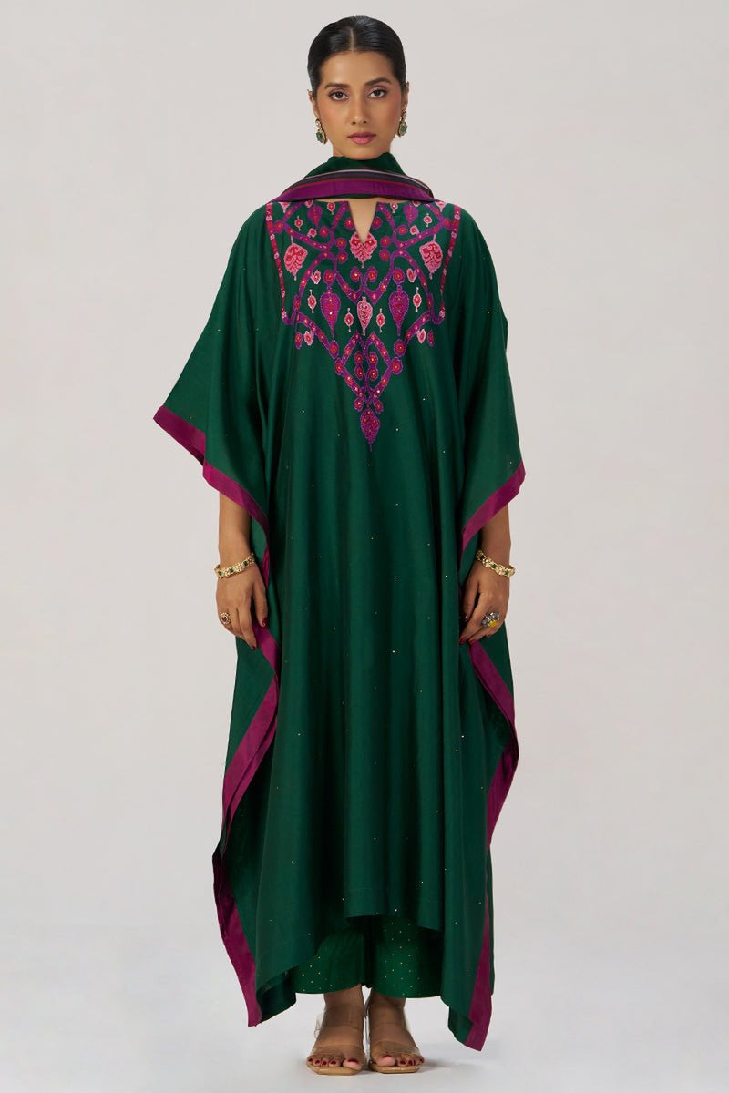 Evergreen Silk Festive Kaftaan Set