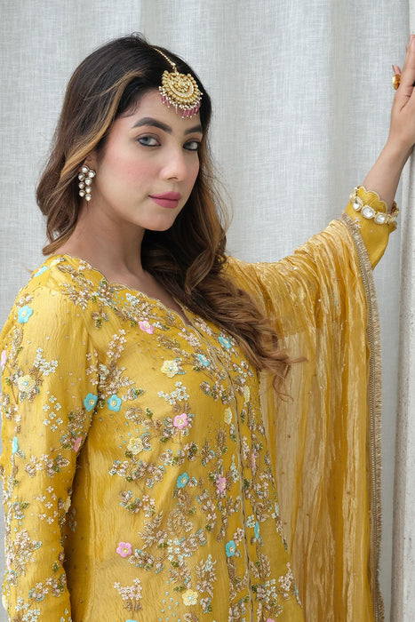 Yellow Tissue Gharara Set