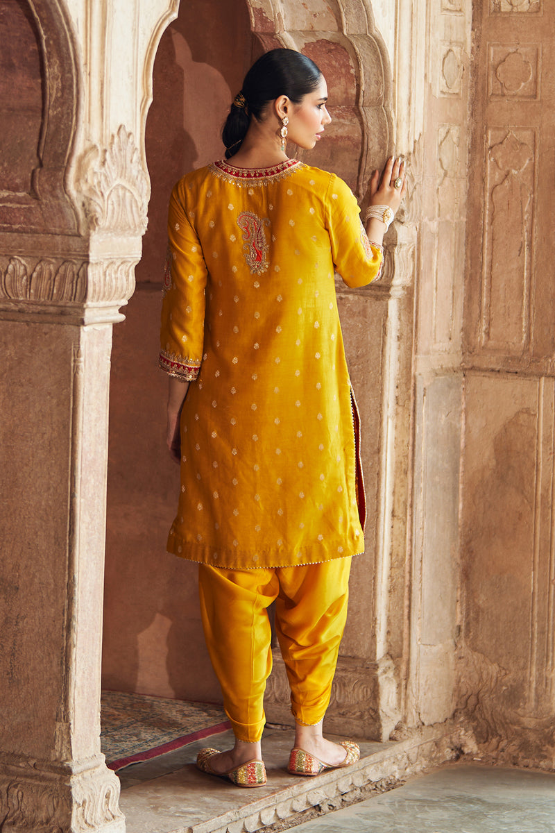 FAHMIDA - MUSTARD SHORT KURTA WITH SALWAR