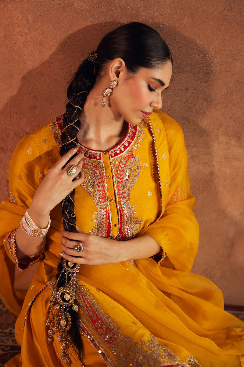 FAHMIDA - MUSTARD SHORT KURTA WITH SALWAR