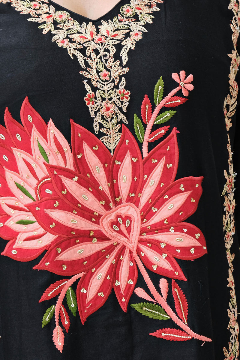 Black Chanderi Kurta Set