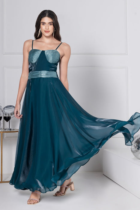 Dark Emerald Glam Maxi Dress