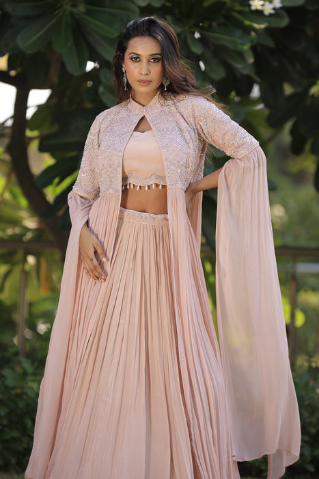 Persian Pink Embellished Jacket Set