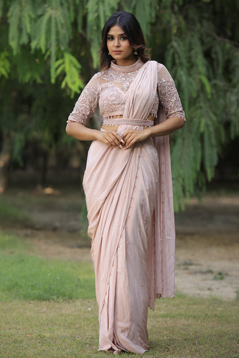 Rose Pink Saree Set