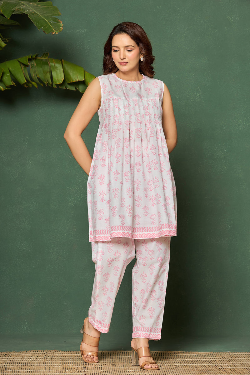 Blush Pink Sleeveless Cotton Co-ord Set
