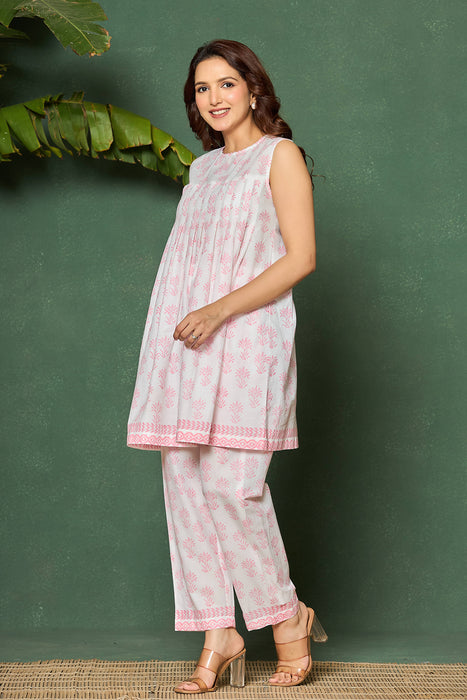Blush Pink Sleeveless Cotton Co-ord Set